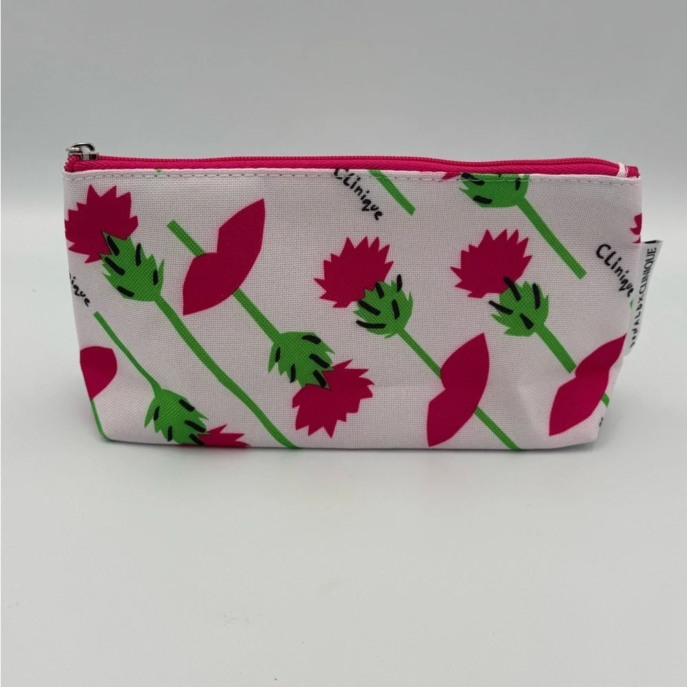 Clinique Donald Robertson Floral Makeup Bag‎ Pink Cosmetic Pouch